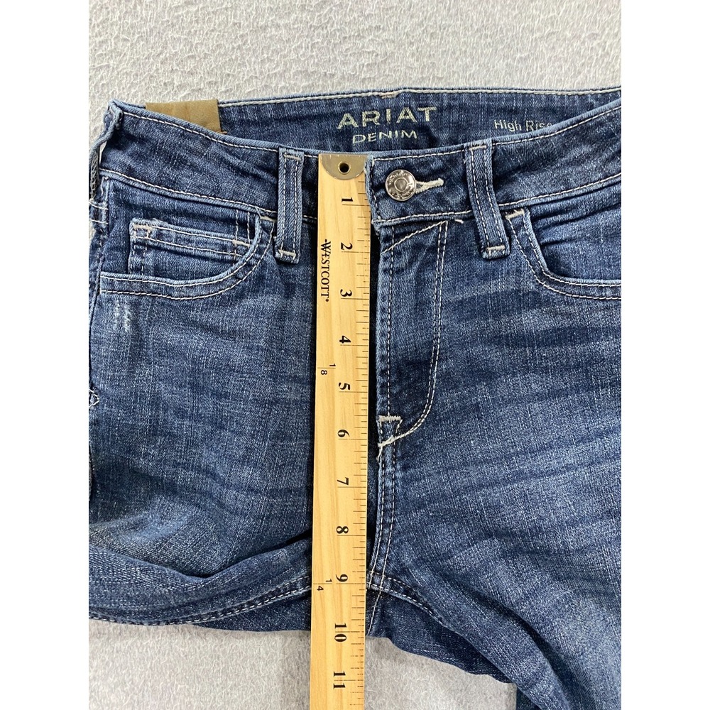 Ariat Denim High Rise Slim Trousers Women's 25R (24x32) Western Bootcut Jeans - Picture 3 of 11